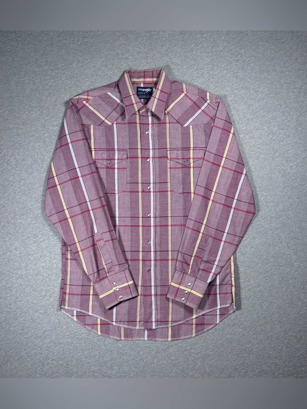 Vintage Wrangler Western Pearl Snap Shirt Mens L Cowboy Cut Plaid X Long Tails